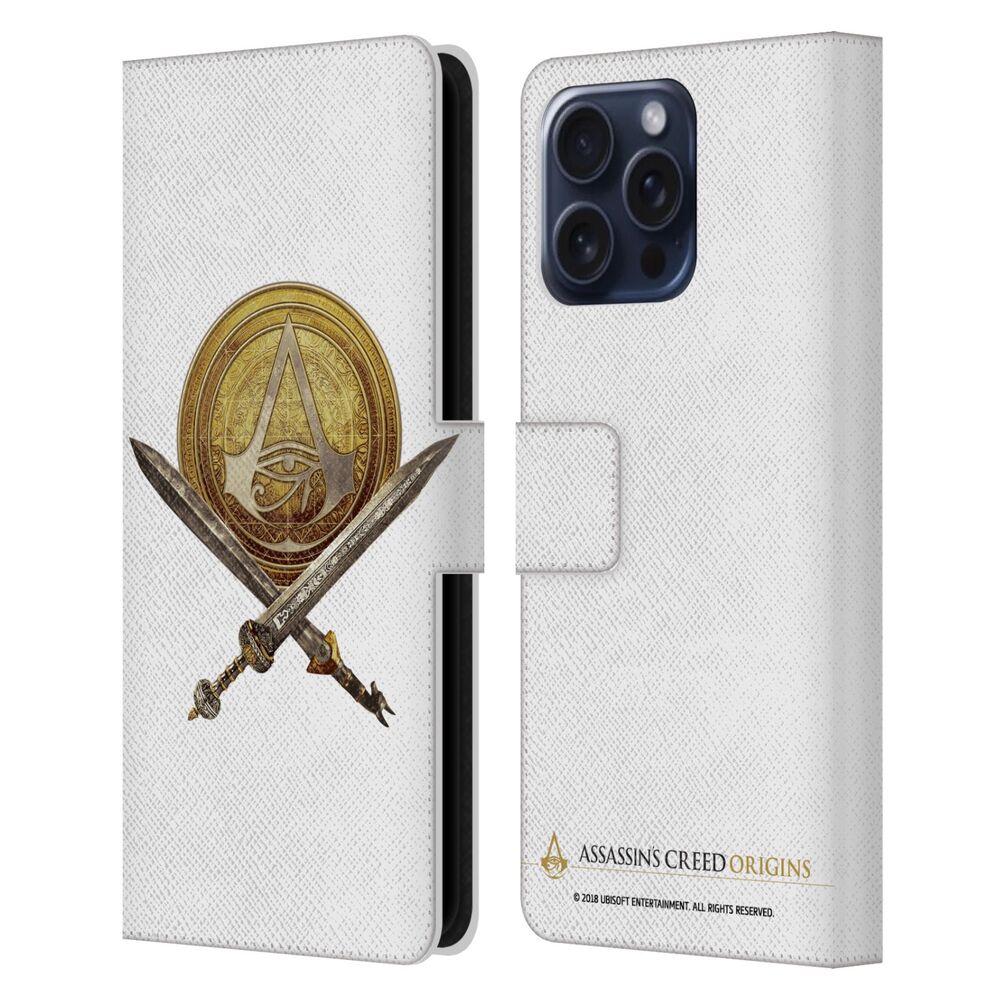 ASSASSINS CREED アサシンクリード - Origins Crests / Sword & Shield レザー手帳型 / Apple iPhoneケース - PGS